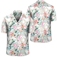 Tropical Pattern With Orchids Leaves And Gold Chains Hawaiian Shirt Unisex Black - Polynesian Pride