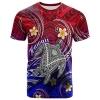 Custom Hawaii T Shirt Hawaiian Turtle Plumeria Mixed Polynesian Style LT9 Adult Gradient - Polynesian Pride
