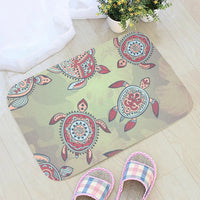 Turtle Colorful Hibiscus Backgorund Door Mat AH - Polynesian Pride