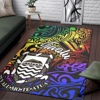 Tuvalu Area Rug - Rainbow Polynesian Pattern - Polynesian Pride