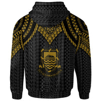 Tuvalu Custom Zip up Hoodie Polynesian Armor Style Gold - Polynesian Pride