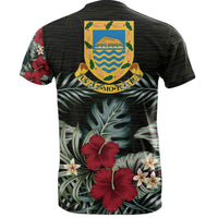 Tuvalu T Shirt Tuvaluan Coat of Arms Hibiscus Palm Leaves - Polynesian Pride