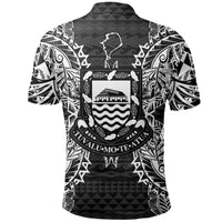 Tuvalu Polo Shirt Tuvalu Coat Of Arms Map Polynesian Tattoo Black - Polynesian Pride