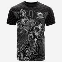 Tuvalu T Shirt Tuvaluan Coat of Arms Turtle Hibiscus Black Unisex Black - Polynesian Pride