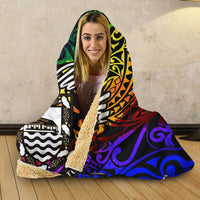 Tuvalu Hooded Blanket - Rainbow Polynesian Pattern - Polynesian Pride