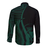 Hawaii Long Sleeves Button Shirts - Green Polynesian Tentacle Tribal Pattern LT7 - Polynesian Pride