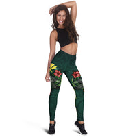 Hawaii Polynesian Leggings - Green Turtle Hibiscus - Polynesian Pride