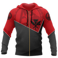 Kanaka Hawaii Zip up Hoodie Stroke Style Unisex Red - Polynesian Pride
