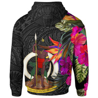 Vanuatu Zip up Hoodie Hibiscus Polynesian Pattern - Polynesian Pride