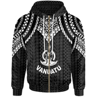 Vanuatu Zip up Hoodie Polynesian Armor Style Black Unisex Black - Polynesian Pride