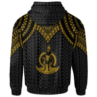 Vanuatu Custom Zip up Hoodie Polynesian Armor Style Gold - Polynesian Pride