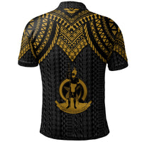 Vanuatu Custom Polo Shirt Polynesian Armor Style Gold - Polynesian Pride