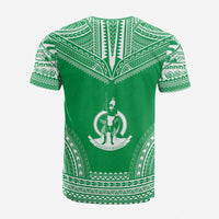 Vanuatu Custom T Shirt Vanuatuan Coat of Arms Polynesian Chief Tattoo Green Version Unisex Green - Polynesian Pride