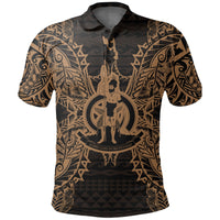 Vanuatu Polo Shirt Vanuatuan Coat Of Arms Map Polynesian Tattoo Gold Unisex Gold - Polynesian Pride