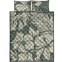 Polynesian Quilt Bed Set - Abstract Hibiscus Flowers With Tribal Background - Polynesian Pride