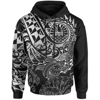 Tahiti Polynesian Hoodie White Turtle Hibiscus Flowing Unisex WHITE - Polynesian Pride