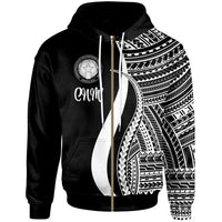 Northern Mariana Islands Zip up Hoodie White Tentacle Tribal Pattern Unisex White - Polynesian Pride