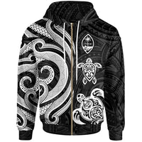 Guam Polynesian Zip up Hoodie White Tentacle Turtle Unisex White - Polynesian Pride