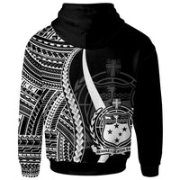 Samoa Zip up Hoodie White Tentacle Tribal Pattern - Polynesian Pride