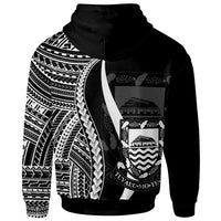 Tuvalu Custom Zip up Hoodie White Tentacle Tribal Pattern - Polynesian Pride