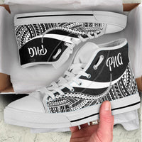 Papua New Guinea High Top Shoes White - Polynesian Tentacle Tribal Pattern - Polynesian Pride