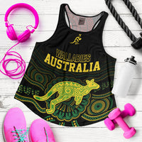Personalised Aussie Wallabies Mix Mate Maa Tonga Women Racerback Tank Ver 02 LT7 Black - Polynesian Pride