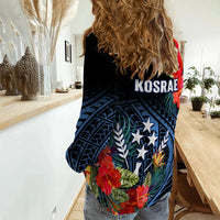 Kosrae State Women Casual Shirt FSM Hibiscus Flowers Mix Polynesian LT14 - Polynesian Pride