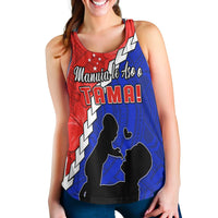 Happy Samoan Fathers Day Women Racerback Tank Hibiscus Mix Polynesian Pattern LT14 - Polynesian Pride