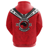 New Zealand Maori Hoodie Waitangi Day Red - Polynesian Pride