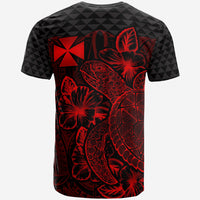 Wallis and Futuna T Shirt Wallis and Futuna Coat of Arms Turtle Hibiscus Red - Polynesian Pride