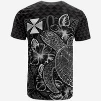 Wallis and Futuna T Shirt Wallis and Futuna Coat of Arms Turtle Hibiscus Black - Polynesian Pride
