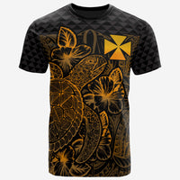 Wallis and Futuna T Shirt Wallis and Futuna Coat of Arms Turtle Hibiscus Gold Unisex Gold - Polynesian Pride