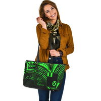 Wallis and Futuna Leather Tote - Green Color Cross Style - Polynesian Pride