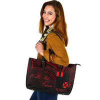 Wallis and Futuna Leather Tote - Red Color Cross Style Black - Polynesian Pride