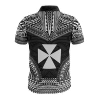 Wallis and Futuna Polo Shirt Wallis and Futuna Coat Of Arms Polynesian Chief Tattoo Black Version - Polynesian Pride