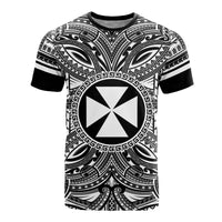Wallis and Futuna T Shirt Wallis et Futuna Coat of Arms Polynesian White Black Unisex Black - Polynesian Pride