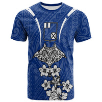 Wallis and Futuna T Shirt Ray Hibiscus Unisex Blue - Polynesian Pride