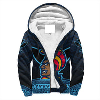 Hawaiian - Polynesian Kanaka Warrior Sherpa Hoodie - Strong Style - AH Blue - Polynesian Pride