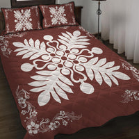 Hawaiian Quilt Maui Plant And Hibiscus Pattern Quilt Bed Set - White Coral - AH - Polynesian Pride