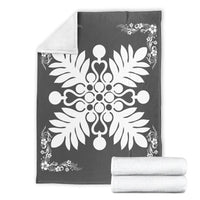 Hawaiian Quilt Maui Plant And Hibiscus Premium Blanket - White Gray - AH - Polynesian Pride