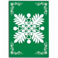 Hawaiian Quilt Maui Plant And Hibiscus Pattern Area Rug - White Green - AH White - Polynesian Pride