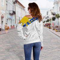 Pilipinas Off Shoulder Sweater Simple Style - White LT6 - Polynesian Pride