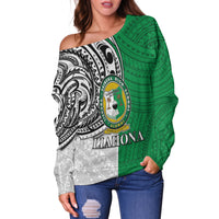 Tonga Liahona High School Women's Off Shoulder Sweatshirt LT6 - Polynesian Pride
