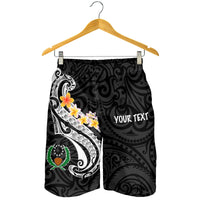 Pohnpei Custom Personalised Men's Short - Pohnpei Seal Polynesian Patterns Plumeria (Black) - Polynesian Pride