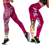 Tahiti Custom Personalised Legging - Turtle Plumeria (Pink) Pink - Polynesian Pride