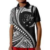 Yap Polo Shirt Federated States of Micronesia Black Wave Style LT9 Kid Black - Polynesian Pride