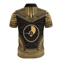 Yap Custom Polo Shirt Yap Flag Polynesian Chief Tattoo Gold Version - Polynesian Pride