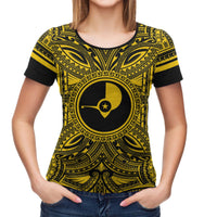 Yap T Shirt Yap Coat of Arms Polynesian Gold Black - Polynesian Pride