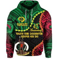 Vanuatu 42nd Anniversary Hoodie Tugeta Yumi Celebratem Indipendens Dei LT9 Zip Hoodie Black - Polynesian Pride
