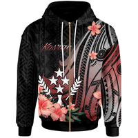 Kosrae Zip Hoodie Red Polynesian Hibiscus Pattern Style Unisex Red - Polynesian Pride